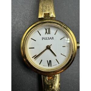 Pulsar PC21-X101 Women's White Dial Gold Tone Water Resistant Watch Japan Mov't